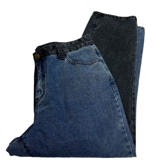 Shein curve spliced blue and black jeans size 1XL - Picture 12 of 14